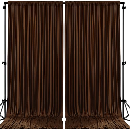 8ftx10ft Wrinkle Free Brown Backdrop Curtain - 10 Feet Photography Backdrop Drapes, Silky Polyester Back Drop Cloth for Wedding Baby Shower Balloon Arch Background - color: Brown, size: 8FTx10FT (W4'xH10', 2 Panels)