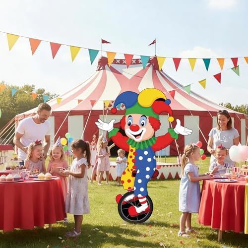 Colingmill Carnival Circus Party Decoration 3ft Circus Theme Birthday Party Supplies Clown Cardboard Cutout Standup Photo Booth Backdrop Props Life Size for Birthday Carnival Game Weddings Events - style: Clown
