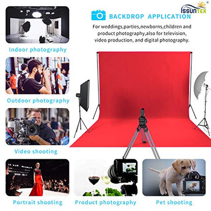 ISSUNTEX 5X7 ft Background Muslin Backdrop, Photo Studio, Collapsible High Density Screen for Video Photography and Television-Red - color: Red, size: 5X7 ft