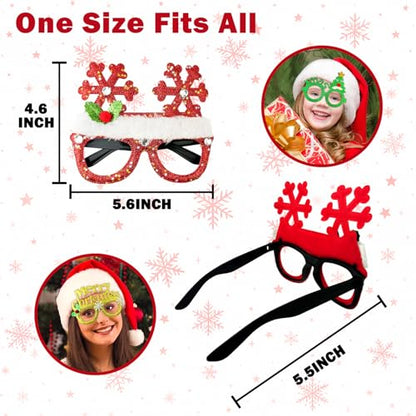 Leetous Christmas Accessories Bulk 24 Pack - Xmas Glitter Glasses Frames to Wear, One Size Holiday Eyeglasses Party Favors Supplies, Friendsmas Classroom Gifts Prizes Photo Props Decor for Costume - style: 24 PCS