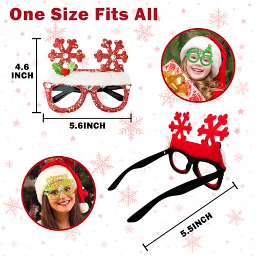 Leetous Christmas Accessories Bulk 24 Pack - Xmas Glitter Glasses Frames to Wear, One Size Holiday Eyeglasses Party Favors Supplies, Friendsmas Classroom Gifts Prizes Photo Props Decor for Costume - style: 24 PCS