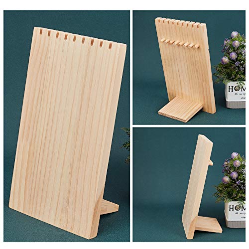 AHANDMAKER Wood Necklace Holder, 9.6 Inch Wooden Plank Necklace Jewelry Display Stand, Detachable Wooden Jewelry Organizer Stand, Necklace Display Stand, Ornament Display for Home Bedroom Decoration