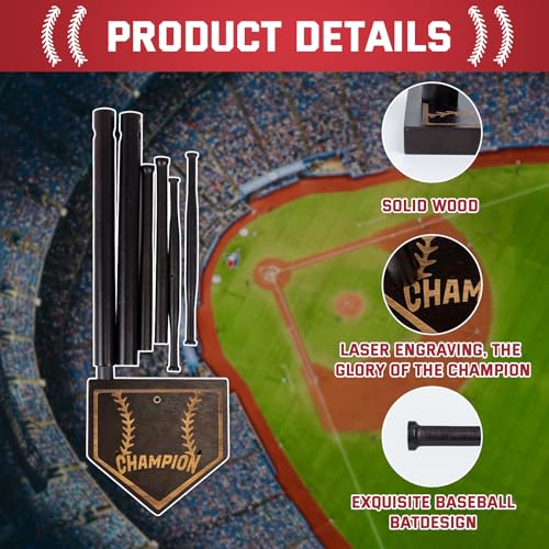 Baseball Ring Holder With Medal Hanger,Wooden Championship Memorabilia Display Holder Accessories,Baseball or Softball Drip Necklace Organizer Holder,Jewelry Organizer,23Inch x 8.6Inch