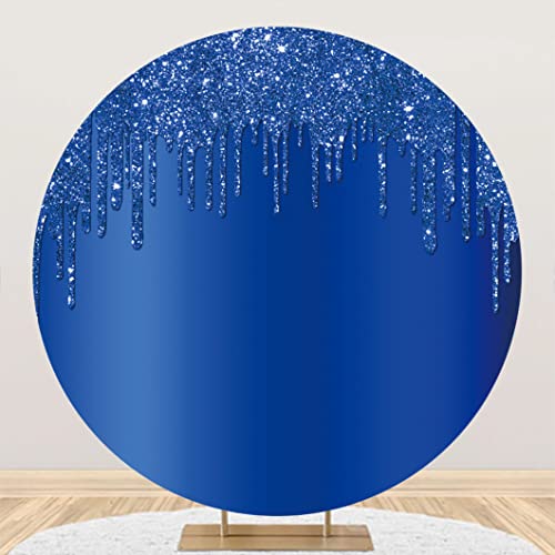 Yeele 7.5x7.5ft Royal Blue Glitter Round Backdrop Luxury Sparkling Sequins Polyester Photography Background for Wedding Reception Baby Shower Birthday Party Supplies Decor Photo Video Shoot Props - color: Royal Blue, size: 7.5x7.5ft-Diameter
