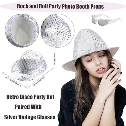 50 Pcs Rock Party Photo Booth Props Set for Adults, Funny Rock Star Party Sunglasses, Hats, Wigs, Inflatable, Photo Booth Props Kits for Graduation, Wedding, Birthday, Bachelorette and All Occasions