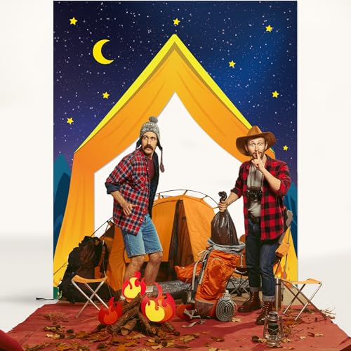 3Pcs Camping Party Decorations Porch Banners Backdrop for Summer Camp Campfire Adventure Door Cover Camper Theme Birthday Baby Shower Photo Booth Props Supplies - style: Camping Party