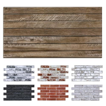 Commomy Faux Wood Slat 3D Wall Panels - 12 pcs of 22.8" x 11.8" - Thin UrltraLight PVC Peel and Stick Tile Wood Textured Printable for Kitchen,Bedroom, Living Room,TV Background（Covers 22.48 sq.ft）