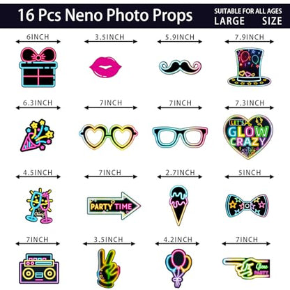 Glow in The Dark Party Supplies Photo Booth Props Neon Party Decorations Photobooth Props Let Glow Party Decorations for Birthday Baby Shower Party