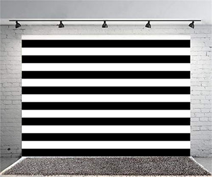 AOFOTO 7x5ft Black and White Striped Backdrop Baby Adult Birthday Party Decoration Wedding Photography Background Cloth Kids Girl Boy Portrait Photo Studio Props Baby Shower Banner Vinyl Wallpaper - size: 7x5ft