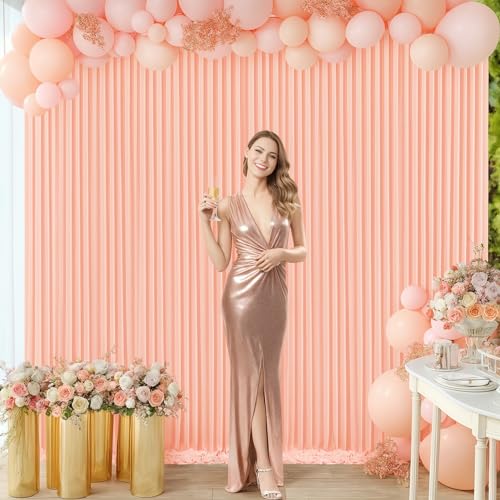 Peach Backdrop Curtain for Parties Baby Shower Wrinkle Free Peach Photo Curtains Backdrop Drapes Fabric Decoration for Wedding Birthday Party 5ft x 7ft,2 Panels - color: Peach, size: 10FTx7FT (W5'xH7', 2 Panels)