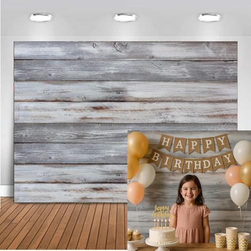 7x5ft White Wood Backdrop for Photography – Vintage Wooden Board Background Birthday Party Wedding Baby Shower Photo Booth Decoration Banner Backdrop D400