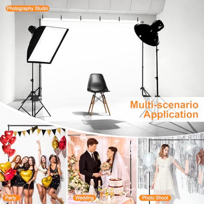 Backdrop Stand, 10x7ft(WxH) Photo Background Stand Adjustable Support Kit with 2 Crossbars, 8 Backdrop Clamps, 2 Sandbags and Carrying Bag for Parties Photography Wedding Decoration - size: 7×10ft