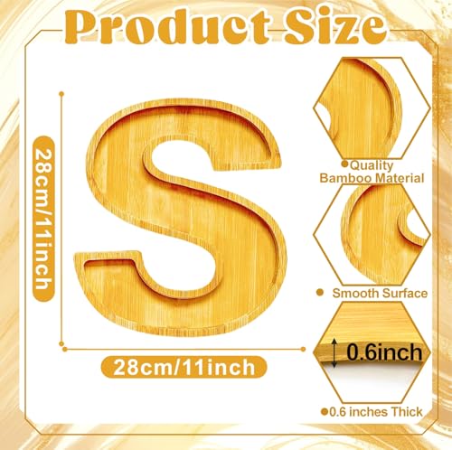 11" Wooden Letter S Platter Tray for Party Charcuterie Board Letters Serving Trays for Food Fruit Cupcake Reusable Fillable Dishes Plates for Birthday Anniversary Wedding Party Baby Shower Supplies - color: Letter S