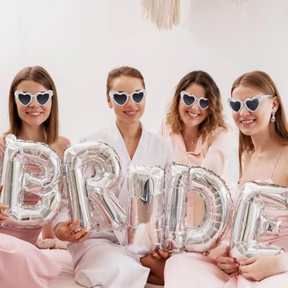 Etercycle Heart Sunglasses, Bride to Be Gifts Bachelorette Party Bride Sunglasses, Sparkly Diamond Glasses for Women Bachelorette Party - color: Laser Heart Diamond