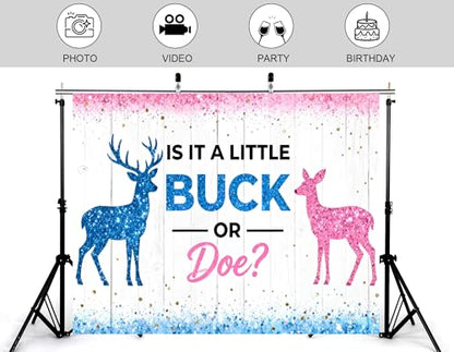 8x6ft Buck or Doe Gender Reveal Backdrop Neutral Tone Wood Photography Background Balloon Arch Setup Banner Photo Studio Props - size: 8x6ft