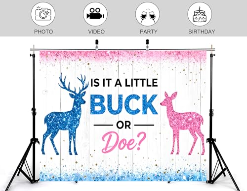 10x7ft Buck or Doe Gender Reveal Backdrop Neutral Tone Wood Photography Background Balloon Arch Setup Banner Photo Studio Props - size: 10x7ft