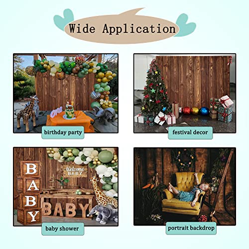 Wood Backdrops for Photography 10x8ft Brown Rustic Old Wooden Board for Birthday Party Wedding Baby Shower Photo Background Dark Brown Wood Plank Wall Backdrop Gender Reveal Decorations Studio Props