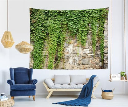 BELECO 12x10ft Fabric Green Leaves Wall Backdrop Old Stone Wall with Green Leaves Vine Spring Garden Nature Backdrop Greenery Banner Background Home Decor Wedding Birthday Photoshoot Studio Props - size: 12x10FT