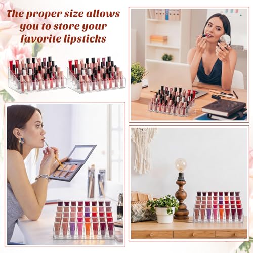 Macarrie 4 Pieces Lipstick Holder Organizer Acrylic Lipstick Makeup Organizer Case Display Stand Storage Box for Lipsticks Lipgloss Brushes Cosmetics (40 Slot) - size: 40 Slot