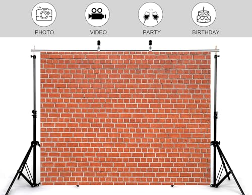8x5ft Bright Red Brick Wall Backdrop Clean Modern Photography Background Urban City Theme Party Home Wall Decor Photo Booth Decorations Banner Photo Studio Props - size: 8x5ft