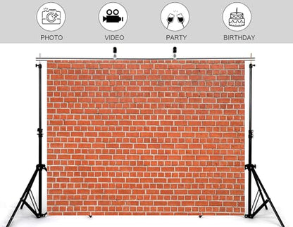 8x6ft Bright Red Brick Wall Backdrop Clean Modern Photography Background Urban City Theme Party Home Wall Decor Photo Booth Decorations Banner Photo Studio Props - size: 8x6ft