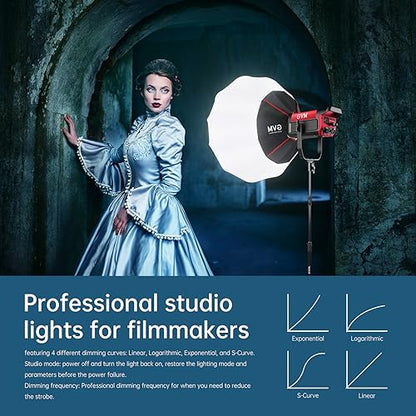 GVM 300W Photography Lighting Bi-Color Video Light with Bowens Mount Lantern Softbox and Stand CRI 97+ CCT 2700K~6800K 12 Lighting Scenes App Control Studio Lights for Photography - color: softbox