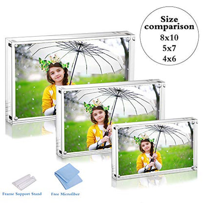 Premium Acrylic Photo Frame 4x6-5 Pack Gift Box Package, Clear Free Standing Desktop Magnetic Frame Double Sided Best Gift for Family, Perfect Decorate Birthday Wedding Party - size: 4x6"-5