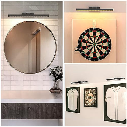 PESUTEN Picture Light Battery Operated, 16in Wireless Art Light for Paintings CCT Dimmable Recharging Battery Picture Light with Remote Control for Gallery Dartboard Art Bedroom Bathroom 2pcs Black - color: 2pcs black