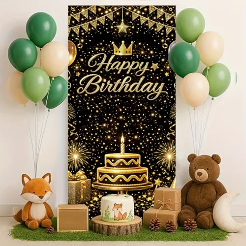 Happy Birthday Door Banner Backdrop (30 x 75 inches) - Colorful Party Porch Decoration, Birthday Celebration and Party Decoration, Gift Box Elements - color: multicolored#mf2602019
