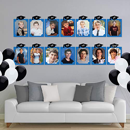 Big Dot of Happiness Blue Grad K-12 School Photo Display Frame - 8x10 inch Graduation Memory Wall, Professional Photo Holder Set, DIY Graduation Party Decorations, Picture Display Board - color: Blue Grad - Picturific Display
