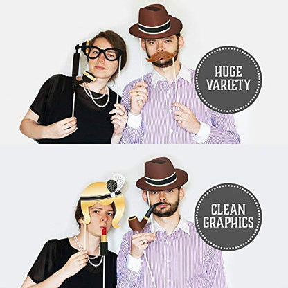Photo Props by PartyGraphix Roaring 20's Themed DIY Photo Booth for Wedding, Birthday Party or Hollywood Party. Reusable. 25 Pieces - size: 25 Pieces