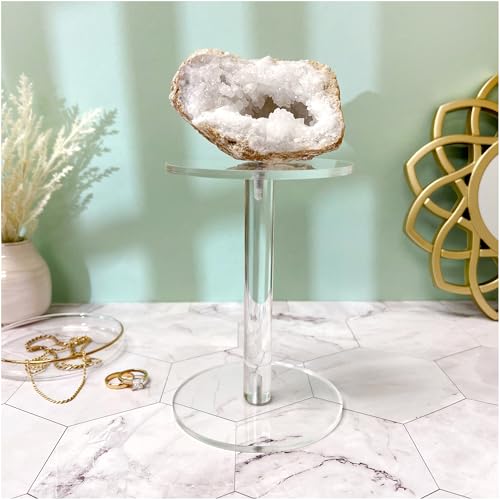 Plymor Clear Acrylic Round Barbell Pedestal Display Riser, 6.375" H x 4.5" D (3/16" thick) - size: 6.375" x 4.5" x 4.5"