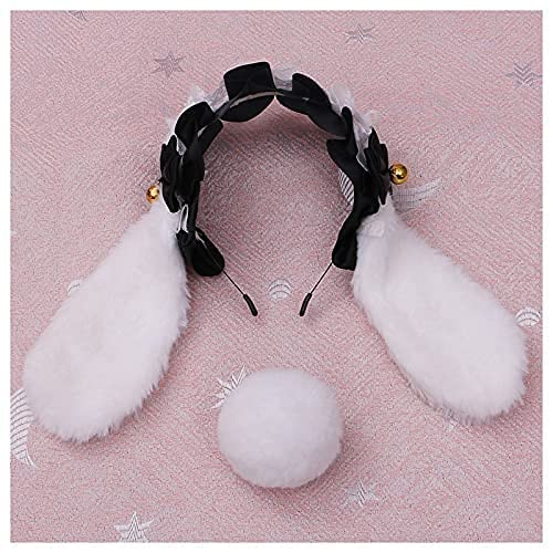 Faylay Cosplay Women Plush Furry Bunny Ears Headwear Accessory Rabbit Headband - color: 5-bjh With Tail