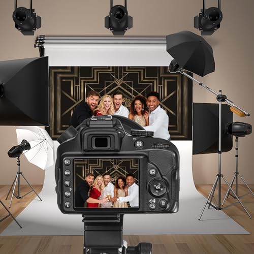20x10ft Theme Backdrops for Photography Black and Golden Retro Texture Background Luxury Party Crazy Carnival Happy Birthday Party Portrait Booth Photo Studio Video Shooting Props - size: 20x10ft