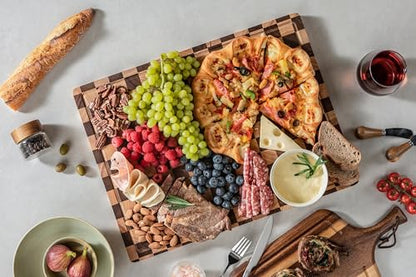THETCHRY Cutting Boards for Kitchen, Extra Large Chopping Board for Stovetop, Checkered Acacia Wood Cutting Board with Juice Grooves, Butcher Block with Gift Box, 20" x 15" x 1" - size: 20"×15"×1"