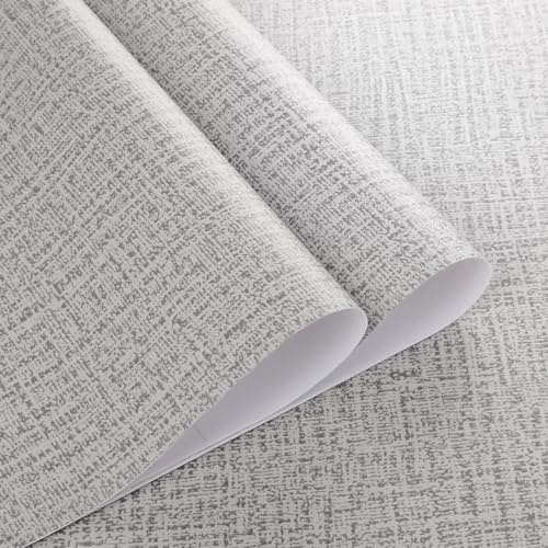 Grey Grasscloth Peel and Stick Wallpaper 17.7inchx118.1inch Textured Wallpaper Peel and Stick Grasscloth Wall Paper Grey Contact Paper for Cabinets Self Adhesive Removable Faux Linen Vinyl - color: Grey-1, size: 17.7" x 118.1"