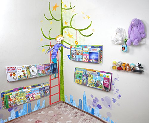 NIUBEE 36-Inch Acrylic Floating Bookshelves for Kids, 2-Pack, Extra-Large Wall Shelves for Expanding Book Collections and Family Spaces - size: 36"(2 Packs)