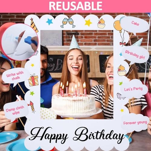 32 x 24 inch Extra Large Corrugated Plastic Scalloped Blank Photo Booth Props Frame for Selfie Birthday DIY Frame with Writable Speech Bubble Signs Photo Booth Props for Valentine's Day Wedding Decor