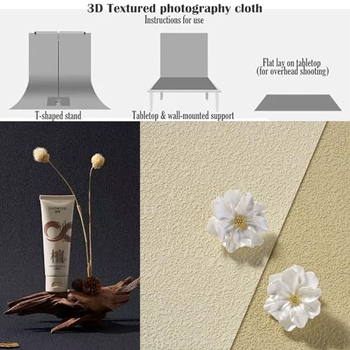 6PCS Non-Wrinkle Product Photography Backdrops, 28x21IN Photo Backdrops 3D Matte Texture Cloth Flat Lay Props for Food Jewelry Cosmetic Makeup Tabletop - color: black gray white