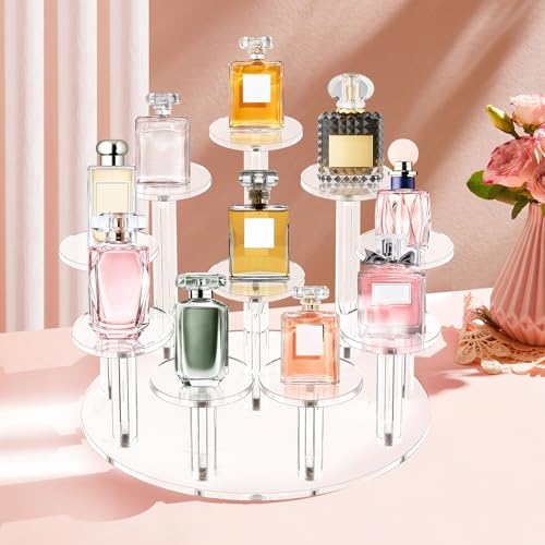 Jusalpha Acrylic Display Stand, 10 Tier Round, Clear Organizer for Jewelry, Funko POP Figures, Perfume, Cupcake, Countertop Decoration (10 Tier) - size: 10 Tier