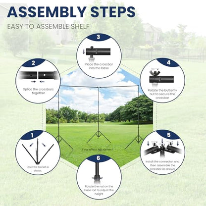 Jiang&Rong 8.5 x 20ft (H x W) Adjustable Photo Backdrop Stand Kit, Large Photography Background Stand with 308°Angle Rotatable Connector for Wedding, Birthday, Party