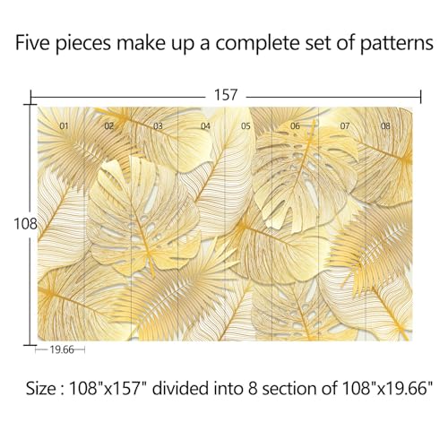 Golden Gradient line Texture Leaf self-Adhesive Wallpaper that can be Peeled Off and Stuck. Decorative Mural - 108"x157" - color: ZZSL-07, size: 108"x157"