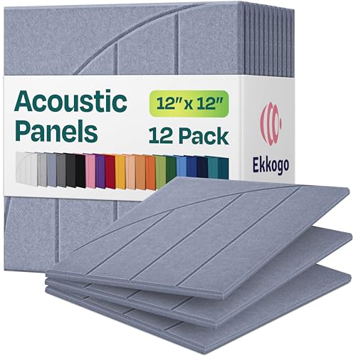 Acoustic Panels 12-Pack Soundproof Wall Panels 12"x12"x0.4" Decorative Sound Dampening for Your Home, Office, Studio, Bedroom & More with Unique ModuArc Carving [Dusky Gray] - color: Dusky Gray, size: ModuArc 12 Pack
