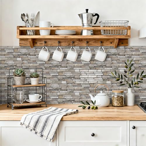 ViibXfans-3D Textured Peel and Stick Backsplash Tiles - 20-Sheets 9.69"x4.72" Waterproof Self-Adhesive Backsplashes Tile for Kitchen,Bathroom-Granite - color: Granite