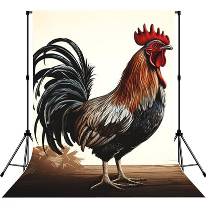 Rooster Backdrop Background for Photography 5x7ft Photobooth Professional Photo Backdrop Curtains Video Photography Studio Photo Backgrounds Banner Booth Background Screen Parties - color: Rooster