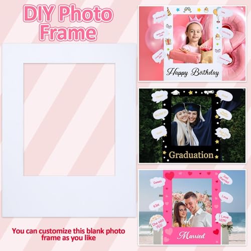 32 x 24 inch Blank Photo Booth Props DIY Happy Birthday Party Supplies Writable Picture Frame with Speech Bubble Signs Photo Booth Props for Valentine's Day Wedding Birthday Baby Shower Party Favors