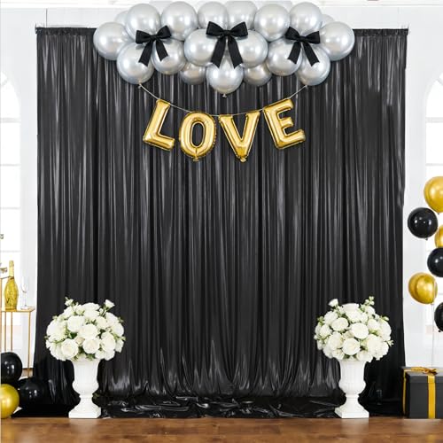 10x10ft Black Backdrop Curtains Glitter Sequin Photo Backdrop Curtain Fabric Black Shimmer Drapes Backdrop Bridal Baby Shower Wedding Birthday Party Photography Backdrops Photoshoot 5x10FT, 2 Panels - color: Black, size: 10 ft X 10 ft(2 Panels 5ft X 10ft)