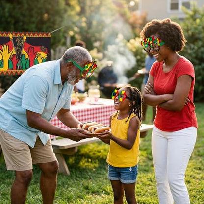 32 Pcs Juneteenth Party Decorations Paper Eyeglasses Black History Month African American Accessories Pan African Flag Photo Booth Props 1865 Freedom Day Celebration Party Supplies - style: Juneteenth