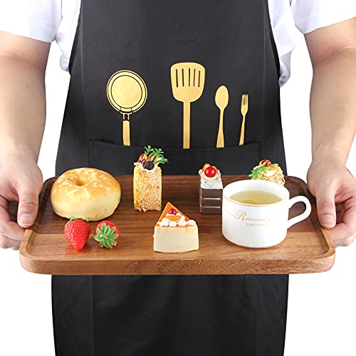 Large Wood Serving Trays Decor Long Charcuterie Cheese Boards Acacia Rectangle Wooden Platters for Food Dish Cookie Snack Appetizer Plates Rectangular Kitchen Dinner Platter Cake Dessert Plate Tray - size: 14" x 10" x 0.8"