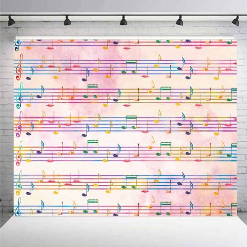 10x10FT Music Notes Backdrop Colourful Sheet Music Background for Newborn Party Photography Decorat Concert Musical Instrument Store Banner Photo Booth Props Photo Room Decor Supplies BJZYEM364 - size: 10x10ft